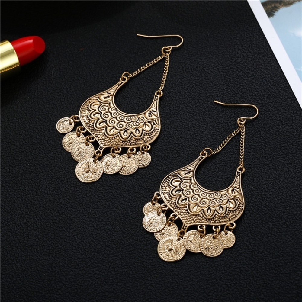 *ELYRIA* Anti-Gold Engraved Charm Dangle Earrings - Picture 2 of 5
